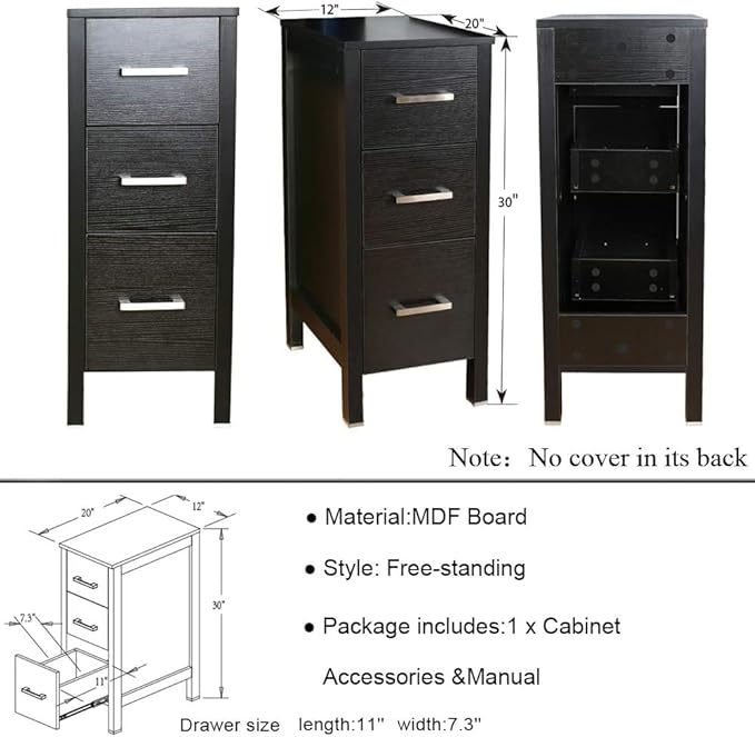 UEV 60" Black Bathroom Vanity Set,Double Vanity with Double Vessel Sink Combo and Removable Side Cabinet,Mirror Not Included (T03)