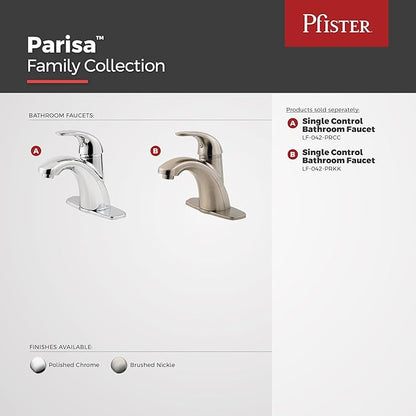 Pfister Parisa Bathroom Sink Faucet, Single Control, 1-Handle, Single Hole, Polished Chrome Finish, LF042PRCC