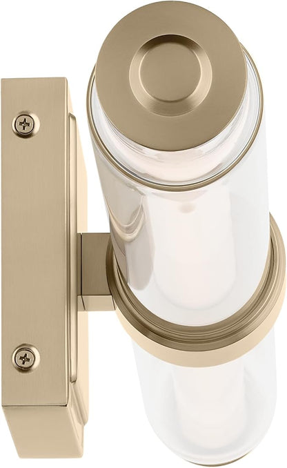 Kichler Laurene LED Bath Bar Light, Champagne Bronze | Linear vanity light with clear glass for bathroom mirrors (26.5" x 5"), 55238CPZLED