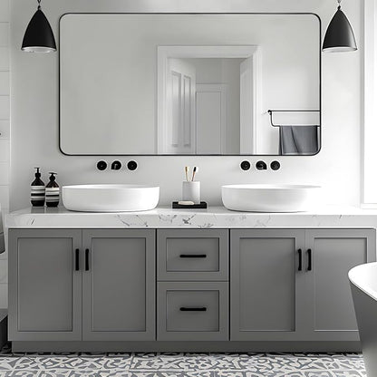 Black Bathroom Mirrors for Over Sink, 30x55 Inch Matte Black Mirror for Bathroom, Rectangle Metal Vanity Mirror for Wall-Modern Clean Design with Superior Stainless Steel Frame