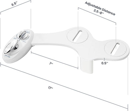 LUXE Bidet NEO 180 - Dual Nozzle, Self-Cleaning, Non-Electric Bidet Attachment for Toilet Seat, Adjustable Water Pressure, Rear & Feminine Wash, with Lever Control (White)
