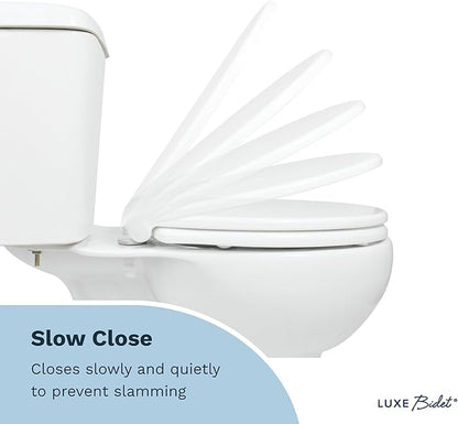 LUXE TS1008R Round Comfort Fit Toilet Seat with Slow Close, Quick Release Hinges, and Non-Slip Bumpers (White)
