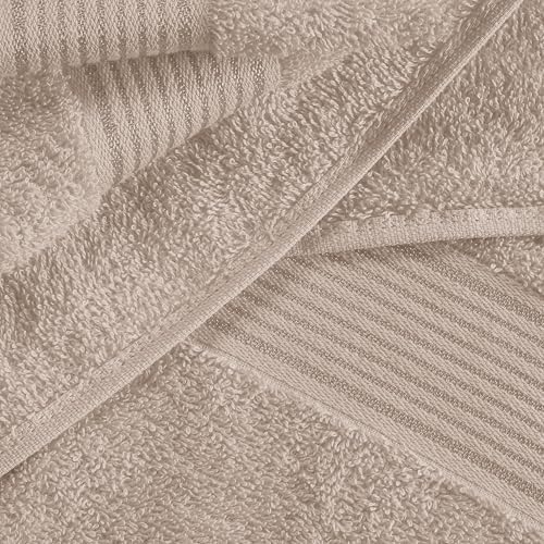 Belizzi Home Ultra Soft 6 Pack Cotton Towel Set, Contains 2 Bath Towels 28x55 inch, 2 Hand Towels 16x24 inch & 2 Wash Coths 12x12 inch, Ideal Everyday use, Compact & Lightweight - Tan