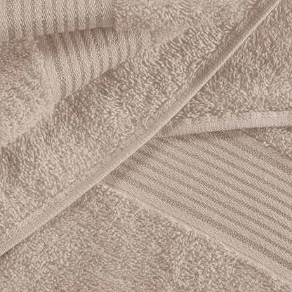 Belizzi Home 100% Cotton Towel Set, Contains 6 Soft Bath Towel, 6 Hand Towels, 12 Wash Cloths - Compact Absorbent Lightweight & Quickdry Towels for Bathroom - 24 Piece Bathroom Towel Set - Tan