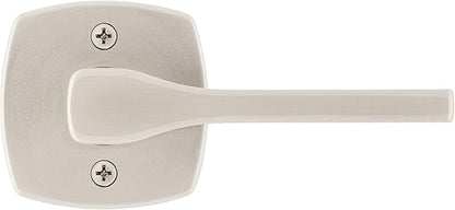 Kwikset Tripoli Lever Dummy Door Handle, Single Sided for Closets, French Double Doors, and Pantry, Satin Nickel Non-Turning Reversible Interior Push/Pull, with Microban Protection (Pack of 4)