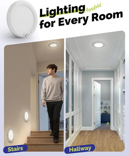 10000mAh Rechargeable LED Motion Sensor Ceiling Light with Remote | 7.09" Wireless Lights Waterproof Shower 3000K/4000K/6000K Magnetic Stick On Battery Operated Light Indoor for Closet Bathroom