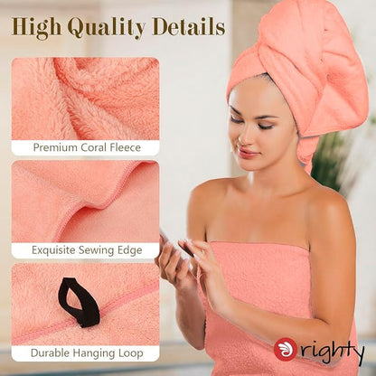 Orighty Bath Towels, Soft Feel Bath Towel, 4 Pack (27'' x 54'') | Highly Absorbent, Quick Drying Microfiber Towels for Body, Sport, Yoga, SPA, Fitness, Bathroom - Pink