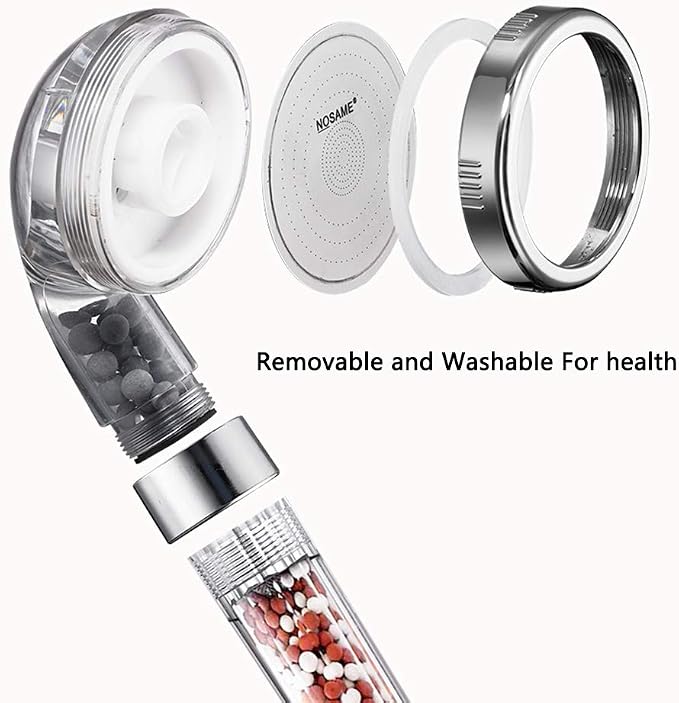 Nosame® Shower Head with Hose, Filter Filtration High Pressure Water Saving 3 Mode Function Spray Handheld Showerheads for Dry Skin & Hair | Filter Filtration High Pressure Water Saving 3 Mode Function Spray Handheld Showerheads with Hose Holder for Dr...