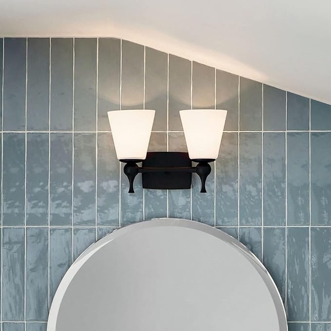 Kichler Cosabella 15 Inch 2 Light Vanity Light with Satin Etched Case Opal in Polished Nickel