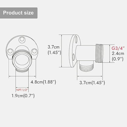 Installation Kit Surface Mount NPT 1/2 Male by G 3/4 Male Brushed Nickel | for Outdoor Exposed Wall Mount Bathroom Faucet Outdoor Shower System Thermostatic Bar Mixer Valve Convert in-Wall