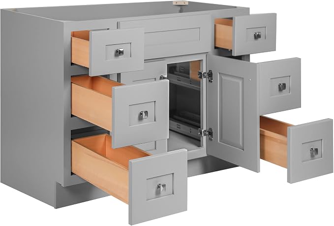 Design House Brookings Bathroom Vanity, 48", Gray | Adjustable Shelves, Freestanding, Contemporary/Modern, Wood, Bath, 215772