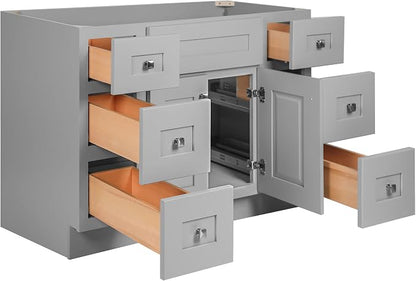Design House Brookings Bathroom Vanity, 48", Gray | Adjustable Shelves, Freestanding, Contemporary/Modern, Wood, Bath, 215772