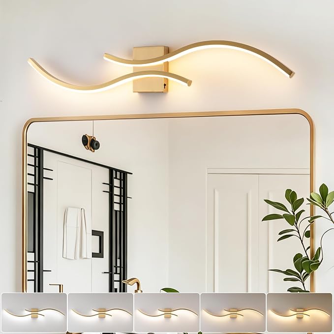 Gold Bathroom Vanity Light Fixture, 39in 5CCT Dimmable Modern Led Bathroom Light Fixtures Over Mirror, LED Vanity Lighting Bar for Bathrooms (Gold, 39inch)