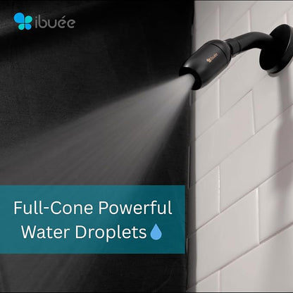RainStorm Metal Shower Head, 1.25 GPM Low Flow, 50% Water Saving, Full-Cone Powerful Droplets, Clog-Free Patented Solid Single Nozzle (with Flow Control Valve, Brushed Nickel)