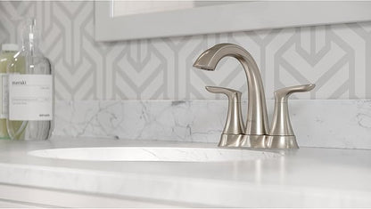 Pfister Weller Bathroom Sink Faucet, 4-Inch Centerset, 2-Handle, 3-Hole, Brushed Nickel Finish, LG48WRPK