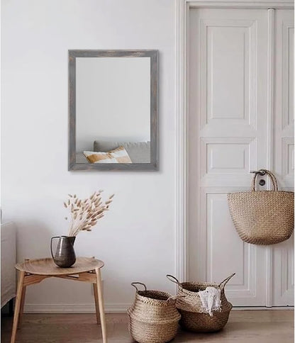 AAZZKANG Wooden Mirror Rectangle Rustic Mirrors for Wall Decorative for Bedroom Bathroom Living Room Entryway Hanging Home Decor 20"x16"