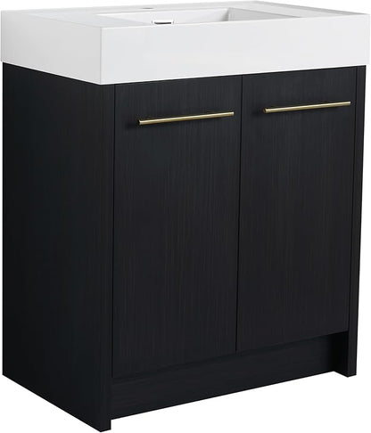 30 Inch Freestanding Bathroom Vanity,30" Bathroom Vanity with Sink,Modern Single Sink Bathroom Vanity Combo,Black Floor Stand Cabinet Set