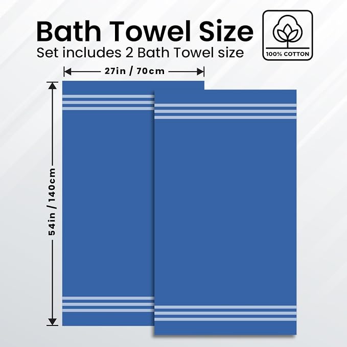 Infinitee Xclusives 100% Ring-Spun Cotton Bath Towels for Bathroom - Pack 2 | Luxury Super Soft, Absorbent & Quick-Drying |27x54 inches| Large Bathroom Towels Set |600 GSM| Gym, Shower, Spa & Hotel Use