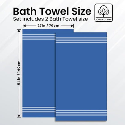 Infinitee Xclusives 100% Ring-Spun Cotton Bath Towels for Bathroom - Pack 2 | Luxury Super Soft, Absorbent & Quick-Drying |27x54 inches| Large Bathroom Towels Set |600 GSM| Gym, Shower, Spa & Hotel Use