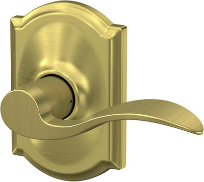 SCHLAGE Accent Lever with Camelot Trim Hall and Closet Lock in Satin Brass - F10 ACC 608 CAM