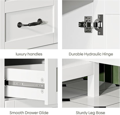48" Bathroom Vanity with Sink Combo, Freestanding Farmhouse Thickened Wood Bathroom Storage Cabinet with Undermount Double Sink, 3 Drawers & 2 Soft-Close Doors with Organizers, White