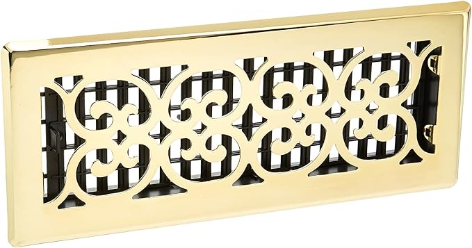 Decor Grates SPH412 Floor Register, 4x12, Polished Brass Finish