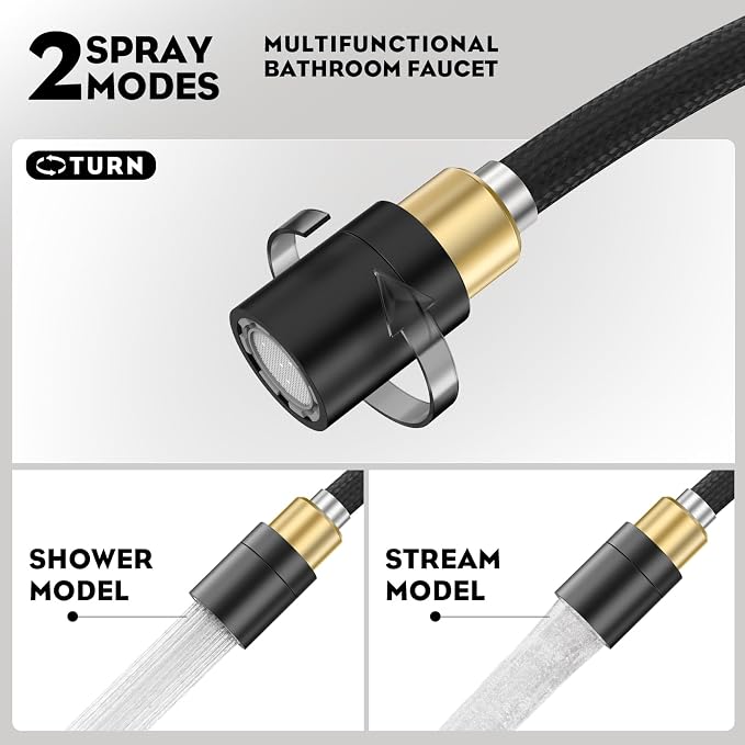 High Arc Bathroom Sink Faucet with Pull Down Sprayer, Tall Matte Black Single Handle Pull Out Faucet with Pop-Up Drain, 1 or 3 Hole Laundry Bar Basin Faucet with Deck Plate WE10CL-ZY-MB