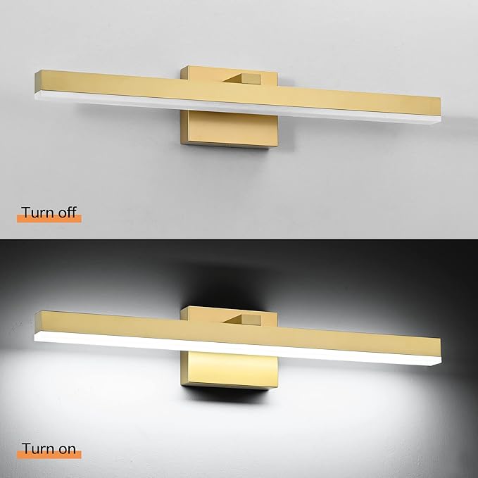 PRESDE 24inch LED Bathroom Vanity Light Modern Gold Bathroom Lights fixtures Over Mirror Dimmable Bath Wall Lighting bar