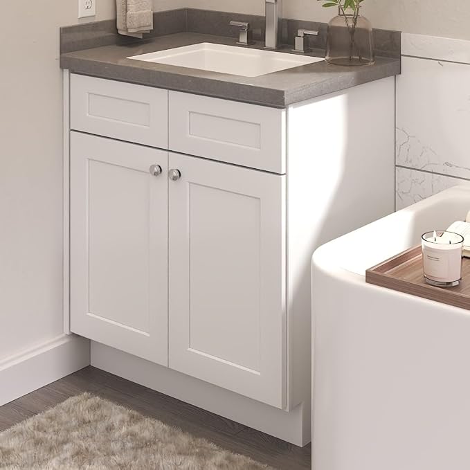Furinno Shaker Bath Vanity Cabinet Without Top, Ready to Assemble, 21 D x 30 W x 34.5 H, White