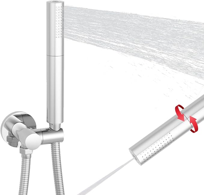 Hand Shower Head Chrome High Pressure Dual-Function Shower Wand | Jet Spray and Rainfall Modes, Brass, 7 Inch, High Flow, with 59 inch Hose and Bracket