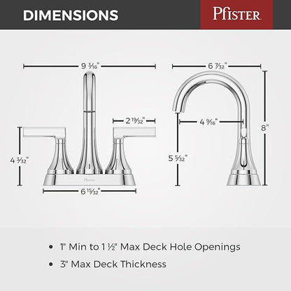 Pfister Vedra 2-Handle 4" Centerset Bathroom Faucet in Polished Chrome