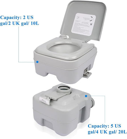 Excelvan 5.3 Gallon 20L Flush Portable Potti Outdoor Indoor Travel Camp Toilet for RV Car, Boat, Caravan, Campsite, Hospital