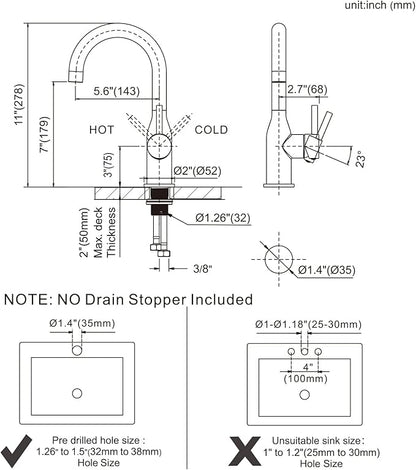 WOWOW Brushed Gold Bar Sink Faucet Single Hole Bar Faucet 1 Handle Small Kithcen Faucet for Wet Bar and RV Sink