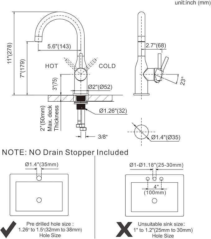 WOWOW 1 Hole Bar Faucet Single Handle Bar Sink Faucet Oiled Rubbed Bronze RV Kitchen Faucet with Supply Hose Small Kitchen Tap