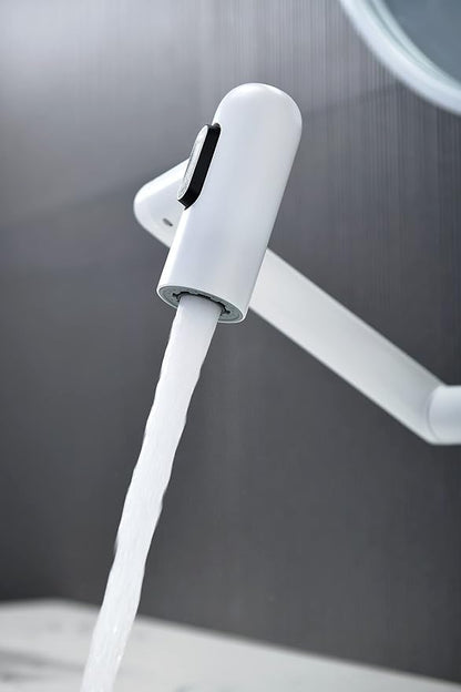 Rotatable Bathroom Faucet with Temperature Display in Fahrenheit (Batteries-Free), 3 Water Outlet Modes, White, BF2204-4