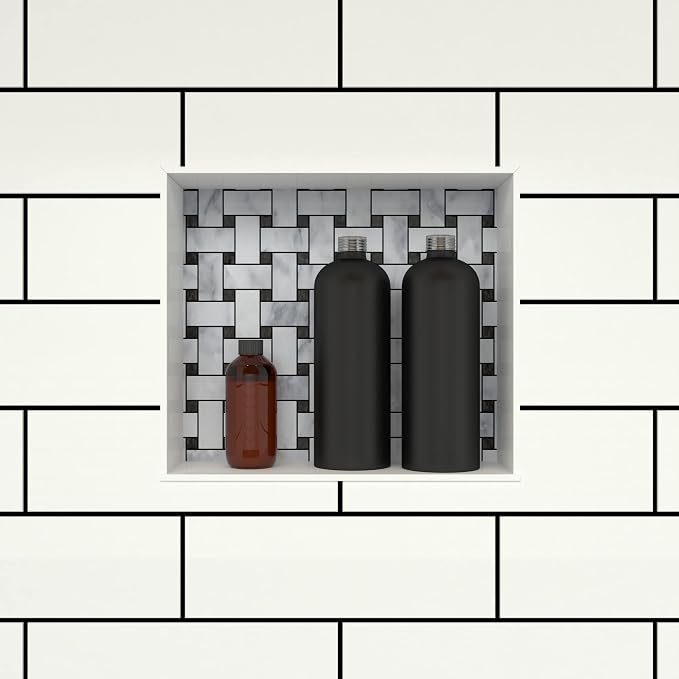 Tile Redi USA Niche Single Recessed Shower Shelf – Black, One Inner Shelf, 16-Inch Width x 14-Inch Height x 4-Inch Depth