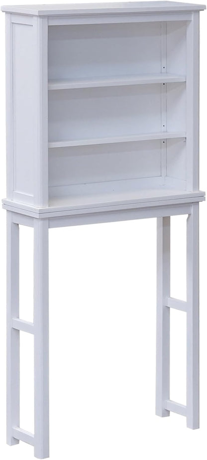 Alaterre Furniture Dorset Over-the-Toilet Storage Cabinet Set – Space-Saving Open Wall Cabinet with Adjustable Shelves, Zinc Metal Hinges, and Nylon Floor Levelers (White)