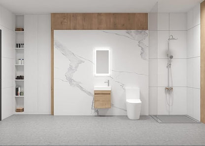 Wall Mount 18 Inch Bathroom Vanity W/Sink Combo for Small Space, Modern Design Vanity Cabinet Gel Basin Countertop, Float Mounting Design Cabinet Set with Single Soft Close Doors (without Faucet)
