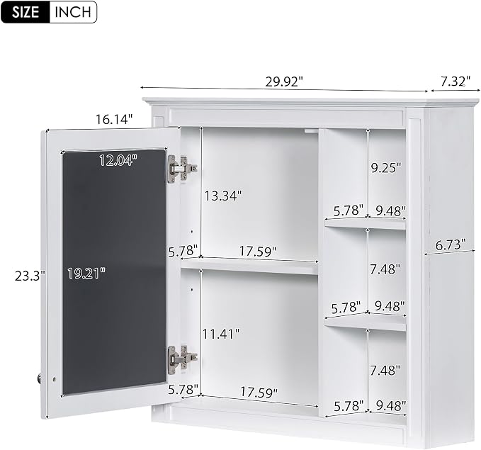 Merax 30 Inch Bathroom Vanity with Sink, Modern Bathroom Vanity Storage Cabinet with Matching Mirror Medicine Cabinet, Solid Wood Frame，Painted Finish, 2 Drawers and 1 Tip-Out Drawer, White
