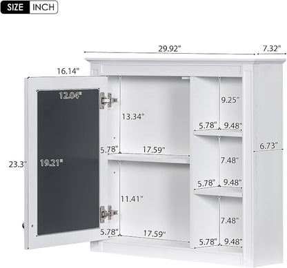 Merax 30 Inch Bathroom Vanity with Sink, Modern Bathroom Vanity Storage Cabinet with Matching Mirror Medicine Cabinet, Solid Wood Frame，Painted Finish, 2 Drawers and 1 Tip-Out Drawer, White