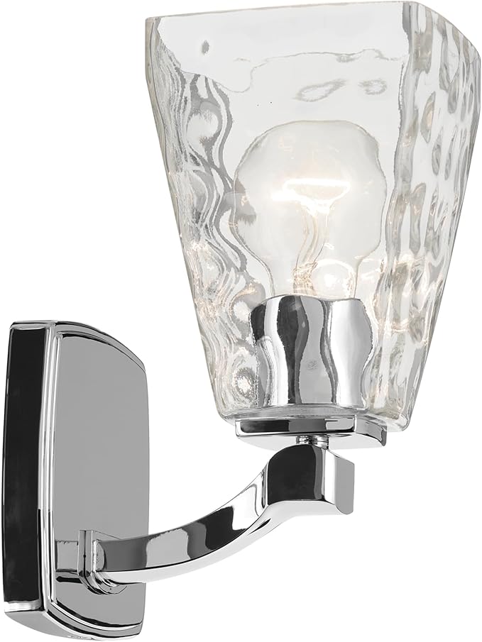 Kichler Marant 5" 1-Light Wall Sconce with Clear Water Glass in Chrome, for Bathroom, Powder Room, Hallway, (5" W x 9.5" H), 55214CHWTR