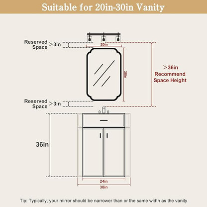 20" x 30" Rounded Corner Arch Wall Mirror with Wood Frame for Entryway, Living Room or Bedroom Home Decor - Light Woodgrain [20" x 30" Walnut]