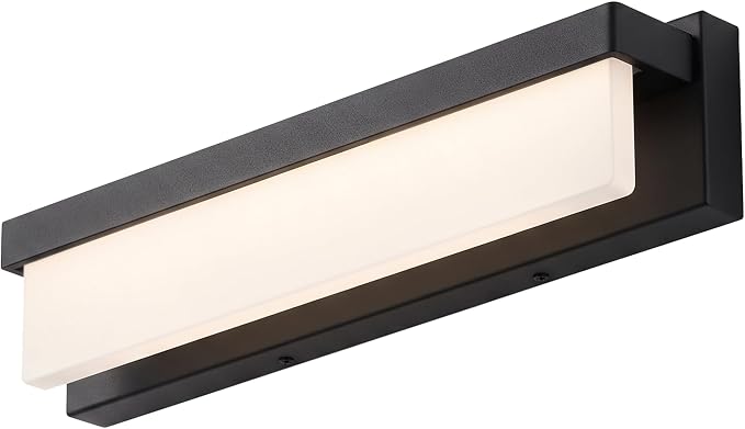 LED Bathroom Vanity Light Fixture Over Mirror 16.5 inch Modern Rectangle Black Matte Metal Lighting Bar 4000K Daylight Wall Sconce (Black)