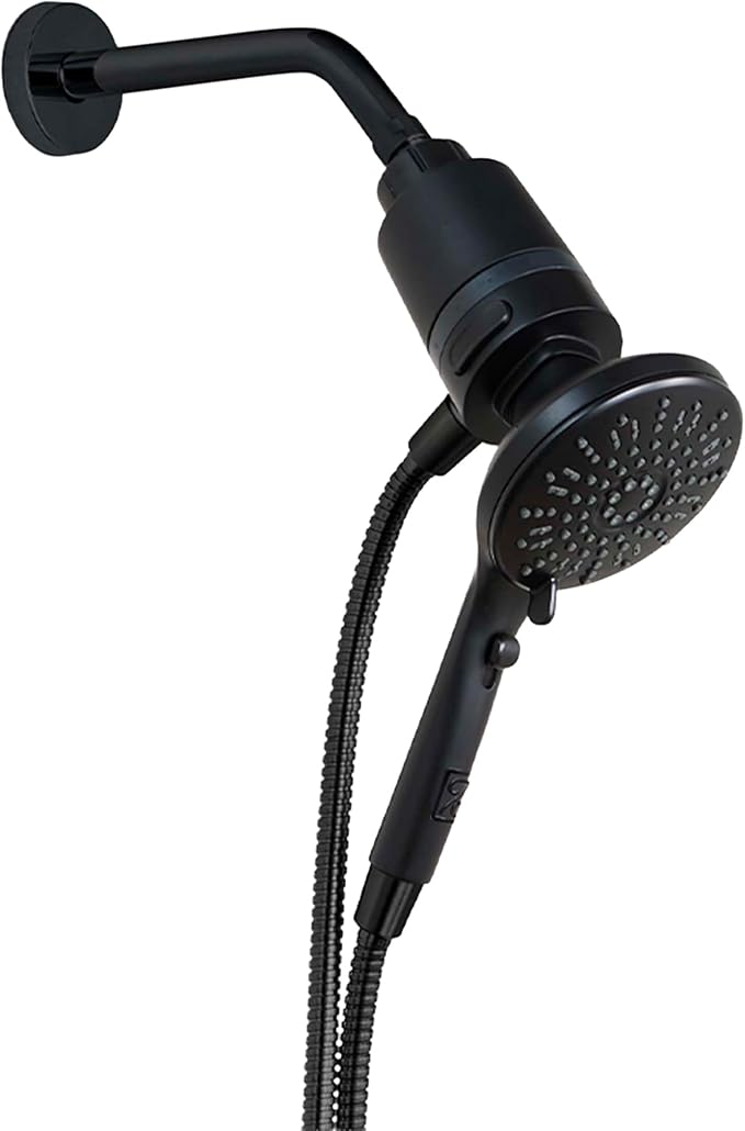 SEVENTY 5-Setting Magnetic Handheld Shower Head with Shower Filter and 59 Inch Hose in Matte Black – Helps Reduce Chlorine and Impurities for Healthier Hair, Skin and Scalp, Easy to Install (12160)