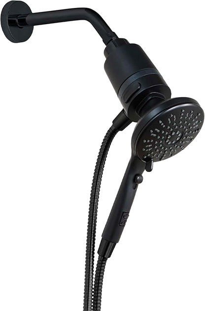 SEVENTY 5-Setting Magnetic Handheld Shower Head with Shower Filter and 59 Inch Hose in Matte Black – Helps Reduce Chlorine and Impurities for Healthier Hair, Skin and Scalp, Easy to Install (12160)