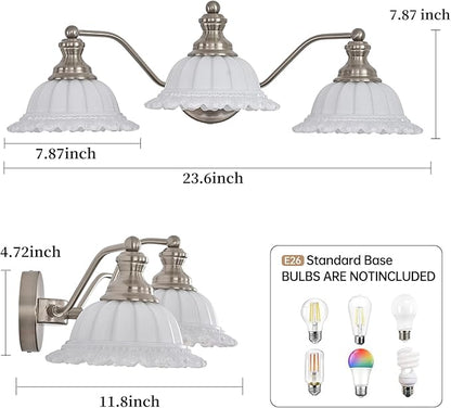 Brushed Nicke 3 Light Vanity Light Bathroom Vanity Light Fixture