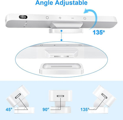 Ferswe 5W Rechargeable Light Bar - Touch Control 3-Color Adjustable, 120 LED Mirror Light with Magnetic Base, Battery Powered Stick-on Lamp for Cabinet, Closet, Kitchen, Bedroom, Bathroom, Wall