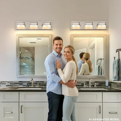 3 Light Bathroom Vanity Light, Brushed Nickel Vanity Light Fixture Over Mirror, Dimmable 5CCT LED, Modern Wall Sconce for Bathroom, Farmhouse Vanity Lights for Mirror, Indoor Use