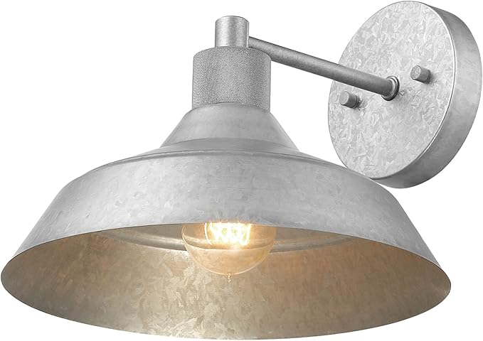GLOBE Electric 44840 Sutton Outdoor/Indoor Wall Sconce, Galvanized Metal, Textured Socket Detail, Bulb Not Included