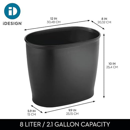 iDesign Slim Plastic Bathroom Trash Can, 2-Pack, Black | Small Garbage Bin, For Bedroom, Office, Desk, Dorm